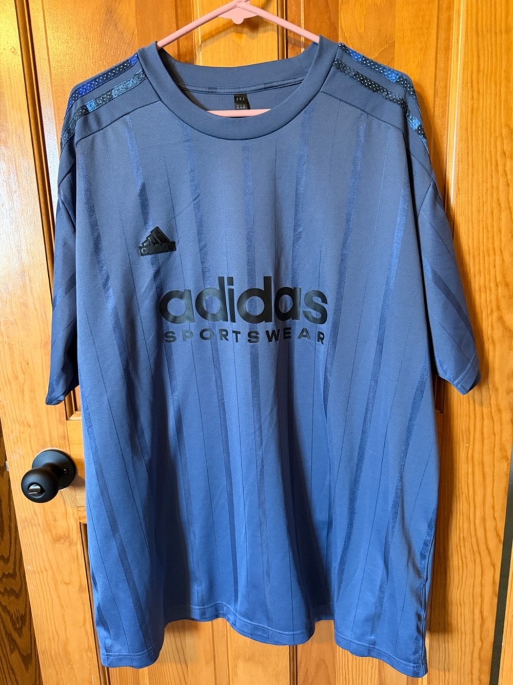 adidas Men's Blue Stripe ⚽️ Style Tee